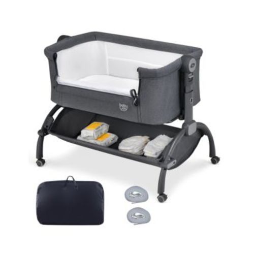 3-in-1 Portable Baby Bassinet Bedside Sleeper Cradle with Mattress& Storage Basket