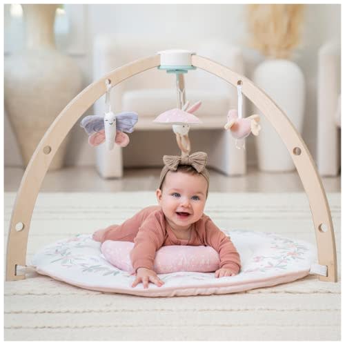 aden + anais Play and Discover Baby Activity Gym – 30+ Developmental Benefits - 3 Attachable Toys + Plush Tummy Time Pillow – 100% Cotton Muslin – Machine Washable – Ma Fleur