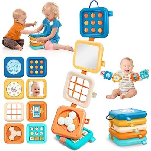 Montessori Toys for Baby 6-12 Months: Sensory Activity Cube with Fine Motor Skills - Travel Busy Board Busy Cube Gifts for 1 Year Old Boy Girl