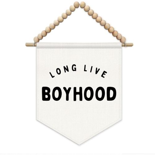 SJDFCSA Boy Nursery Long Live Boyhood Wall Art Decor, Boys Room Decor, Boho Nursery Wall Hanging Display Pennant Flag for Kids Little Boys Toddler Room Bedroom Playroom