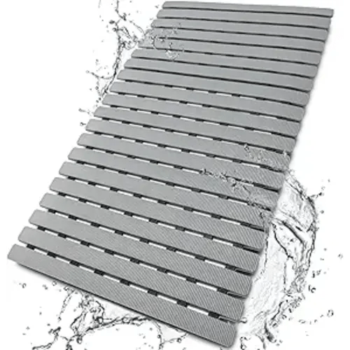 Shower Mat Non Slip Bathtub Mat with Suction Cups and Drain Holes 27.5 x15.7 Inch Bath Mat for Tub & Shower.Easy Dry,Easy to Cut,Eco-Friendly
