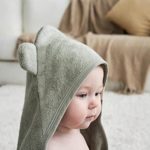 Munich Blue Toddler Bath Towel - Natural Viscose & Cotton Blend for Delicate Skin - Super Soft Thick 600GSM - Ideal Toddler Boy and Girl Bath Essentials 35"x35" Bath Towel - Baby Towel with Hood