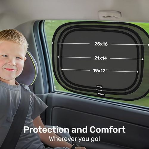 2-Pack Car Window Shades by Enovoe - 19 x 12 in Side Window Cover for SUVs, Sedans, and Trucks - Protects Baby from UV Rays and Glare - Cling Design for Easy Use - Plain