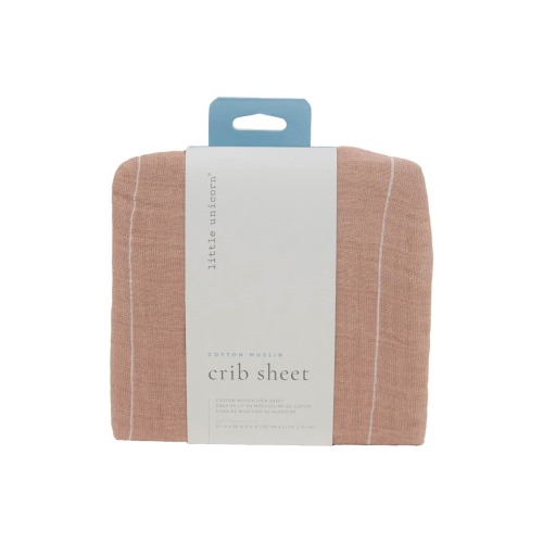 little unicorn Cotton Muslin Crib Sheet, Mauve Stripe