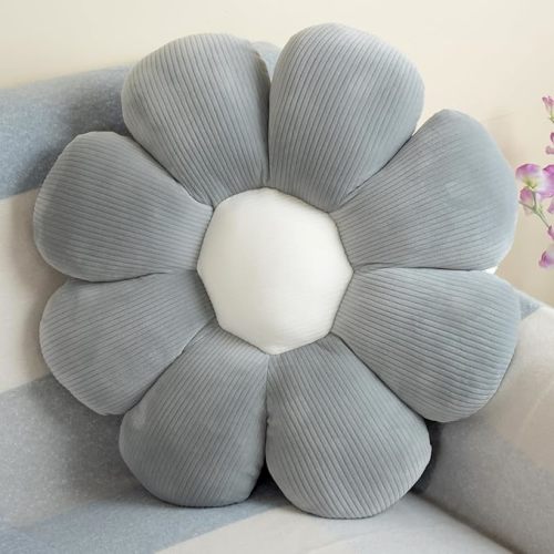 Flower Pillow, Gray Daisy Flower Throw Pillows,Cute Flower Shaped Pillow Seating Cushion, Aesthetic Flower Decorative Pillows for Sofa Couch Bed Room Décor, 15.7"