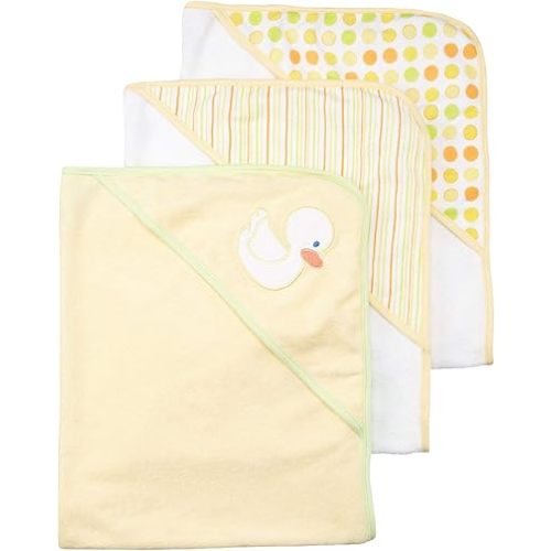Spasilk Hooded Towel Set for Newborn Boys and Girls, Soft Terry Towel Set, Pack of 3, Yellow Duck