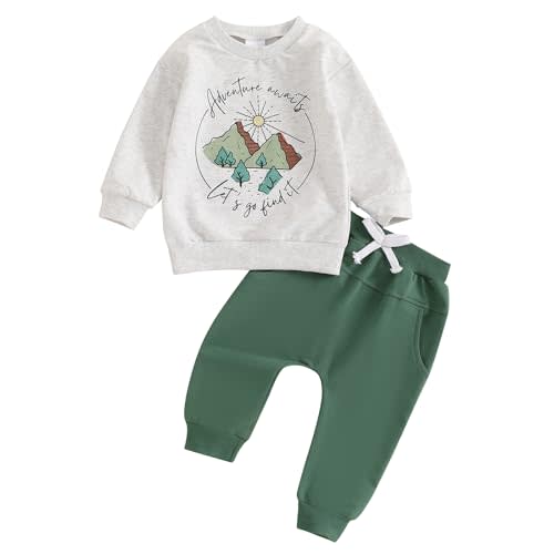Toddler Baby Boy Clothes Set Letter Print Long Sleeve Sweatshirt Top Jogger Pants Cute Newborn Infant Fall Winter Outfit