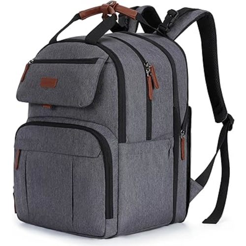 mommore Diaper Bag Backpack, Large Diaper Bag Expandable for 2 Kids/Twins, Durable Baby Bag with Changing Pad, Water Resistant Travel Diaper Backpack for Mom Dad