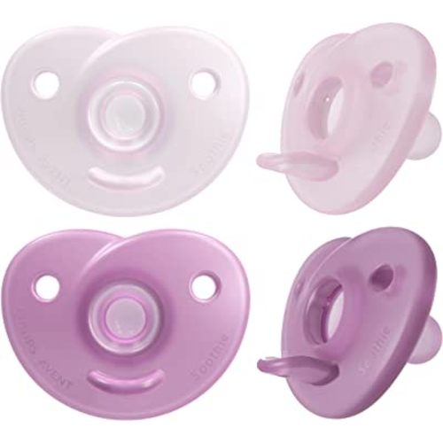 Philips AVENT Soothie Heart Pacifier, 0-3 Months, Pink/Light Pink, 4 Pack, SCF099/42