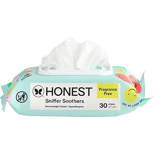 The Honest Company Plant-Based Snot Removing Wipes, Soothing Nose Face with Aloe, Hypoallergenic, Sensitive Skin, EWG Verified, Fragrance-Free, 30 Count