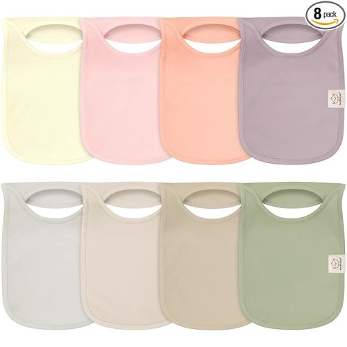 KeaBabies 8-Pack Bibs for Baby Girl, Boy - Pullover Large Baby Bibs for Drooling and Teething Infant, Newborn, Soft & Absorbent Organic Cotton, Long Torso Coverage Keep Toddler Clean & Dry (Embrace)