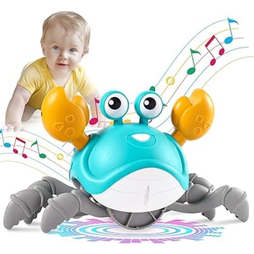 Crawling Crab Baby Toys 3.0, Upgraded Tummy Time Baby Toys 6-12 12-18 Month, Infant Learning Crawl Walking Dancing Crab with Music&Speed Control for 1 2 3 4 5 6+ Girls Year Newborn Birthday Gifts