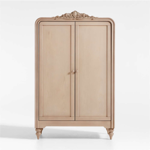 Lennox Carved Natural Wood Kids Armoire by Leanne Ford