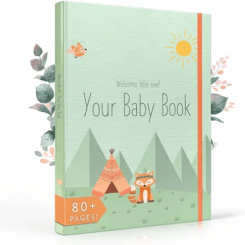 Kwii&Kwii - First-Year Baby Memory Book - Woodland Animals Theme - 80 Pages - Keepsake Album for Boys and Girls