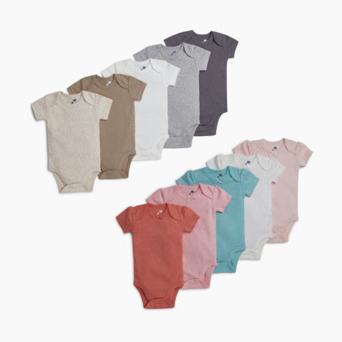 Small Story Short Sleeve Bodysuit Solid (5 Pack) - Neutral Range, 0-3 M