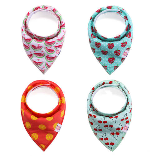 NIDOMIO Baby Bibs 4-Pack | Soft Cotton Double Layered Triangle Drool C