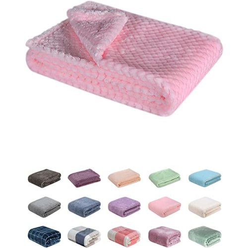 Fuzzy Blanket or Fluffy Blanket for Baby, Soft Warm Cozy Coral Fleece Toddler, Infant or Newborn Receiving Blanket for Crib, Stroller, Travel, Decorative (28Wx40L, XS-Baby Pink)