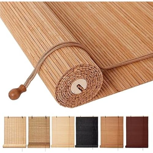 Bamboo Blinds, Easy to Install Bamboo Shades for Indoor Windows, Custom Sizes Roller Shades for Indoor Windows, Roll Up Blinds Indoor Outdoor Patio