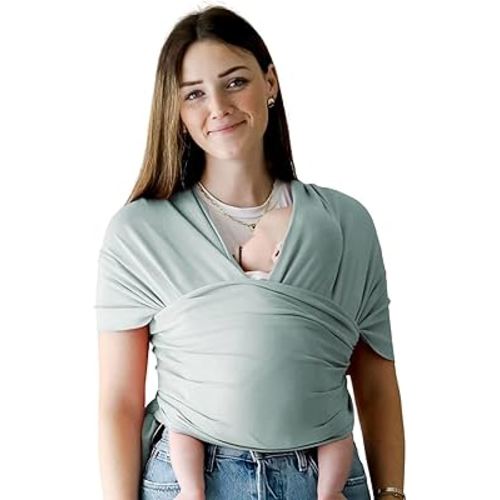 snuggle me™ Baby Wrap | Hands-Free Baby Wraps Carrier, Easy-Tie Baby Sling Carrier, Baby Carrier Wrap with Organic Cotton, Baby Wearing Wrap for Newborns from 0 to 18 Months (7-35 lbs) - Slate