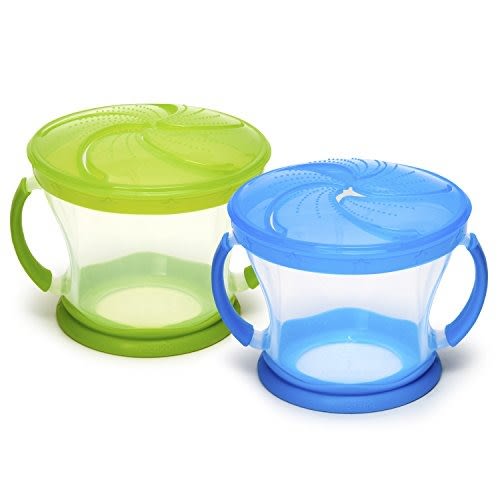 Munchkin® Snack Catcher® Toddler Snack Cups, 2 Count (Pack of 1), Blue/Green