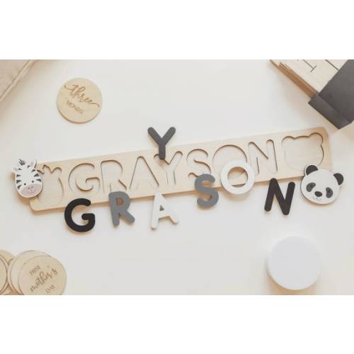 Personalized Wooden Name Puzzle With Animals