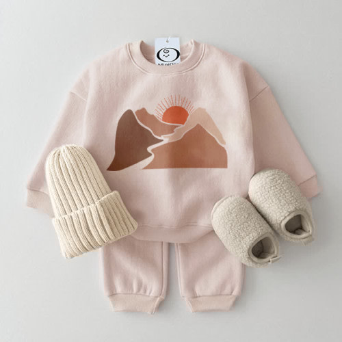 Baby 2-Piece Landscape Painting Beige Set