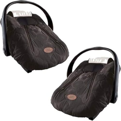 CozyBaby Cozy Cover Insulated Car Seat Cover, Quilted Polyester Infant Car Seat Cover, Dual Zipper Car Seat Cover Baby with Face Shield, Black