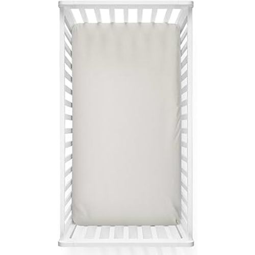 Caden Lane Fitted Crib Sheet, Breathable & Temperature-Regulating Bamboo Viscose Fabric with Elastic Edges, Fits Standard Size Baby Crib & Toddler Mattresses 28"x52", Machine Washable, Oat Beige