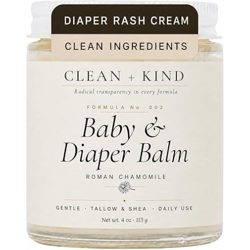 Organic Diaper Rash Cream – Multi-Use Tallow Baby Balm for Newborn Sensitive Skin, Cradle Cap, Eczema-Prone & Chapped Cheeks – Calendula, Shea & Chamomile – 4 oz