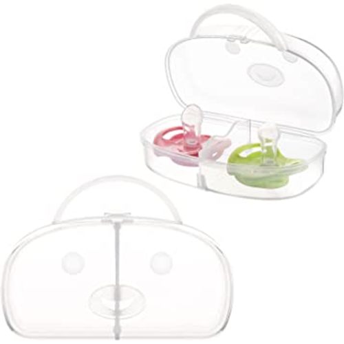 Accmor Pacifier Case, Pacifier Container Can Storage 2 Pacifiers, Baby Pacifier Holder Case for Travel, BPA Free,Transparent,2 Pack