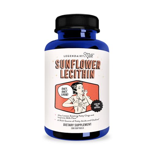 Legendairy Milk Sunflower Lecithin 1200mg, Lactation Support, Sunflower Lecithin Supplement for Clogged Milk Ducts, Made in USA, 200 Softgels