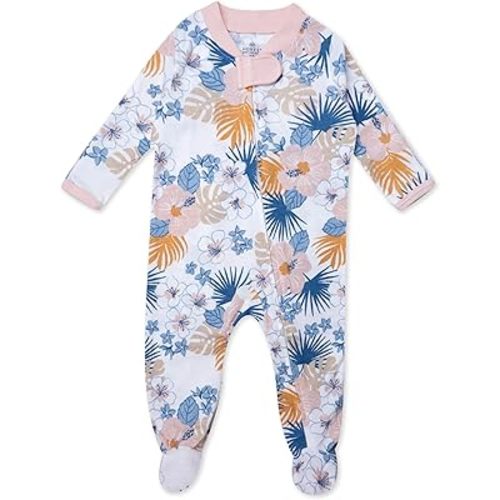 HonestBaby Sleep & Play Footed One-Piece Pajama Sleeper 100% Organic Cotton, Baby Girls
