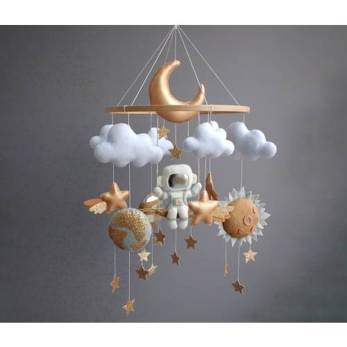 Space Baby Mobile, Planet Mobile, Baby Mobile Neutral, Space Baby Shower, Cot Mobile, Expecting Mom Gift