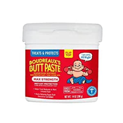 Amazon.com: Boudreaux's Butt Paste Maximum Strength Diaper Rash Cream, Ointment for Baby, 14 oz Flip-Top Jar : Baby