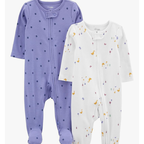 Simple Joys by Carter's Baby Girls' Cotton Footed Sleep and Play, Pack of 2
