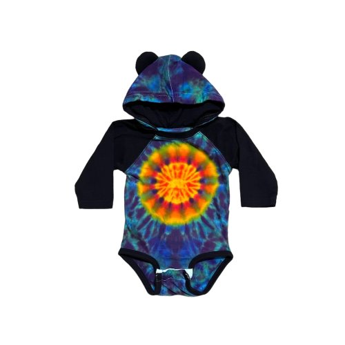 TIE DYE Dancing Bear Bodysuit Rainbow Sun Romper Creeper NB 6 12 18 Months handmade sunshine baby outfit costume handmade shower gift