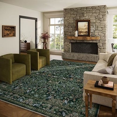 8x10 Area Rugs for Living Room: Washable Rug Vintage Rugs Stain Resistant Non Slip Low Pile Lightweight Soft Carpets Rugs for Bedroom Kitchen Dining Room Nursery Kids Room Farmhouse Home Office