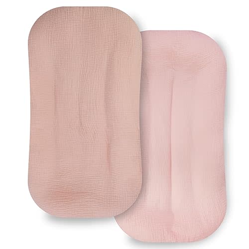 Ultra Soft Organic Muslin Baby Lounger Cover, Removable Loungers Slipcover Fit Newborn Baby Boys and Girls (Gentle Style)