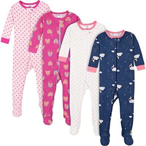 Gerber Baby-Girls 4-Pack Footed Pajamas