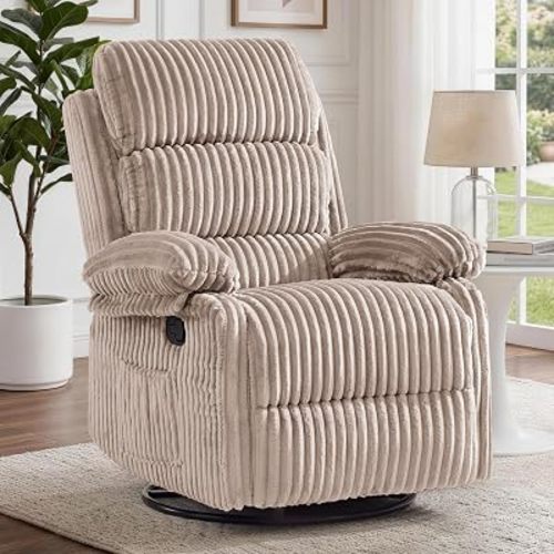 Korser Rocking Recliner Chair, Nursery Rocker Chair for Adults, Small Recliners for Small Spaces, Swivel Rocker Recliner with Cushion, Upholstered Rocking Chairs for Living Room, RV, Chenille