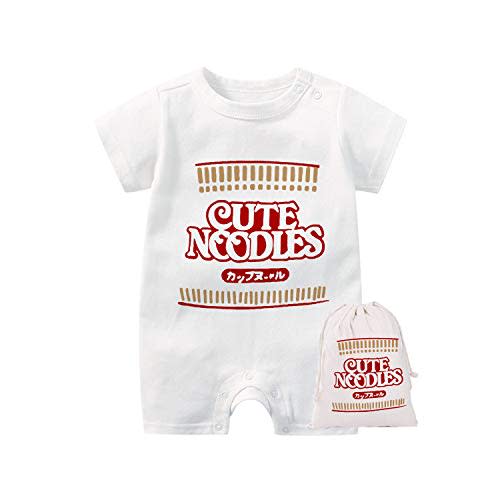 YSCULBUTOL Baby Twins Bodysuit Funny Ramen Outfit Noodle Funny Romper Baby Costume Jumpsuit Hat Bags