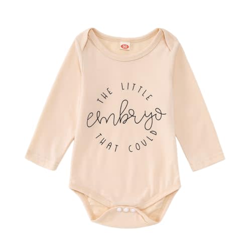 AFUKUIA The Little Embryo That Could Romper Newborn Infant Baby Boy Girl Long Sleeve Bodysuit Pregnancy Announcement Jumpsuit