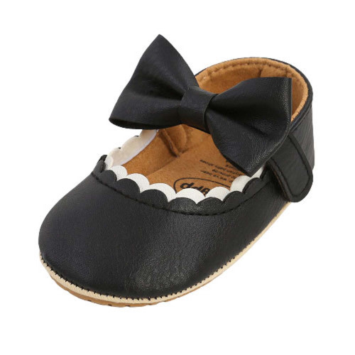 6-9 Months Baby Girls Shoes Infant Mary Jane Flats Princess Wedding Dress Baby Sneaker Shoes Newborn Baby Bowknot Princess Soft Baby Children's Non-slip Toddler Shoes Black
