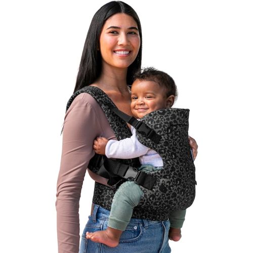 Infantino Flip Advanced 4-in-1 Carrier - Ergonomic, Convertible, face-in and face-Out Front and Back Carry for Newborns and Older Babies 8-32 lbs, Black & Gray Leopard