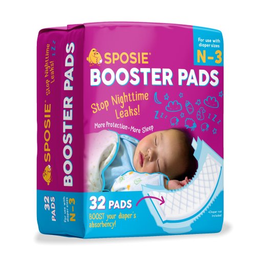 Sposie Booster Pads, Stop Overnight Diaper Leaks, Fits Sizes Newborn 1 2 3, No Adhesive, 32 ct.