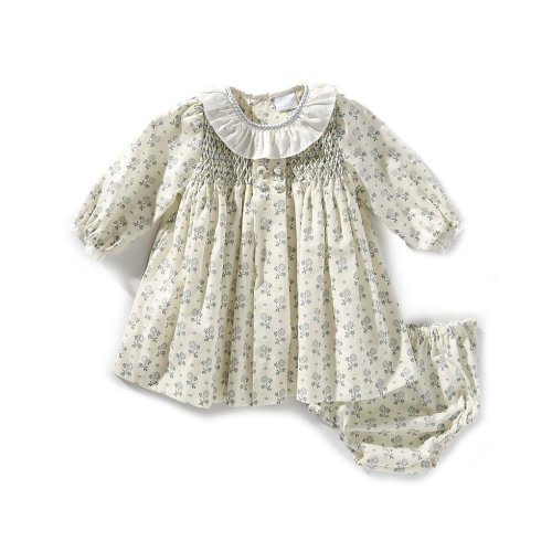 Edgehill Collection x Kristin Ellen Hockman Baby Girls 3-24 Months Edie Ruffle Collar Long Sleeve Sunflower Dress