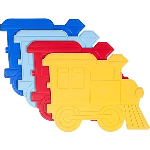 Wildkin Kids Ice Packs (4 Packs) for Boys & Girls, Perfect for Daycare & Preschool Slim & Reusable Ice Packs, Keep Lunches Fresh & Cool for School & Travel, Portable Ice Packs for Kids (Train)
