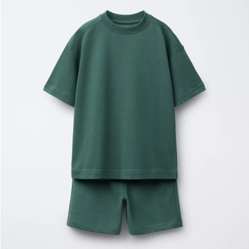BASIC FLEECE T-SHIRT AND BERMUDA SET - Mid-green | ZARA United States