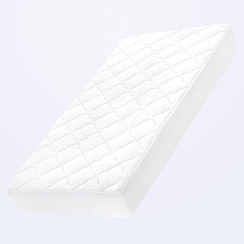 SLEEP ZONE Waterproof Crib Mattress Protector Pad - Quilted, Fitted Baby Mattress Cover 28"x52" - Soft Breathable Toddler Mattress Pad Noiseless Infant Bed Topper - Deep Pocket 14" White
