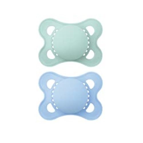 MAM Original Matte Baby Pacifier, Nipple Shape Helps Promote Healthy Oral Development, Sterilizer Case, Boy and Girl , 0-6 Months (2 Count) - Boy 1 - 2 Count (Pack of 1)